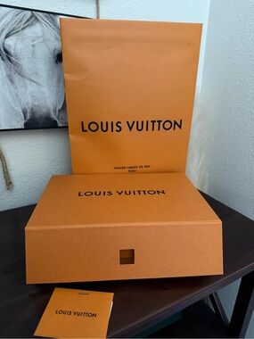 Louis Vuitton Orange Box and Shopping Bag Set